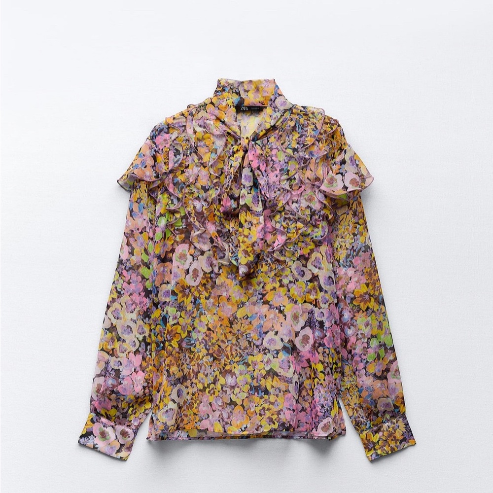 Zara floral print shirt with ruffles 8725/560